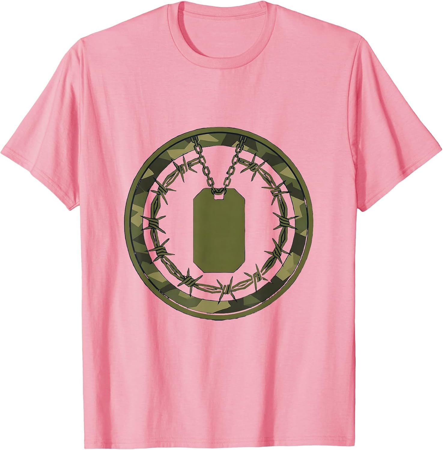 Men's Boys Camo Army Dog Tag Barbed Wire Graphic T-Shirt image 4