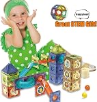 Magnetic Tiles Building Blocks with LED Lights,144 PCS Marble Run Track Brain Game Play Set,STEM Educational Magnet Construction Toy for Boys Girls Kids Creative Gifts Ages 5-12