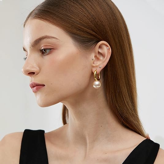 12 Paires De Boucles D'Oreilles Hypoallergéniques Pour Filles/Femmes - Acier Chirurgical, Fermoir Vis Sécurisé