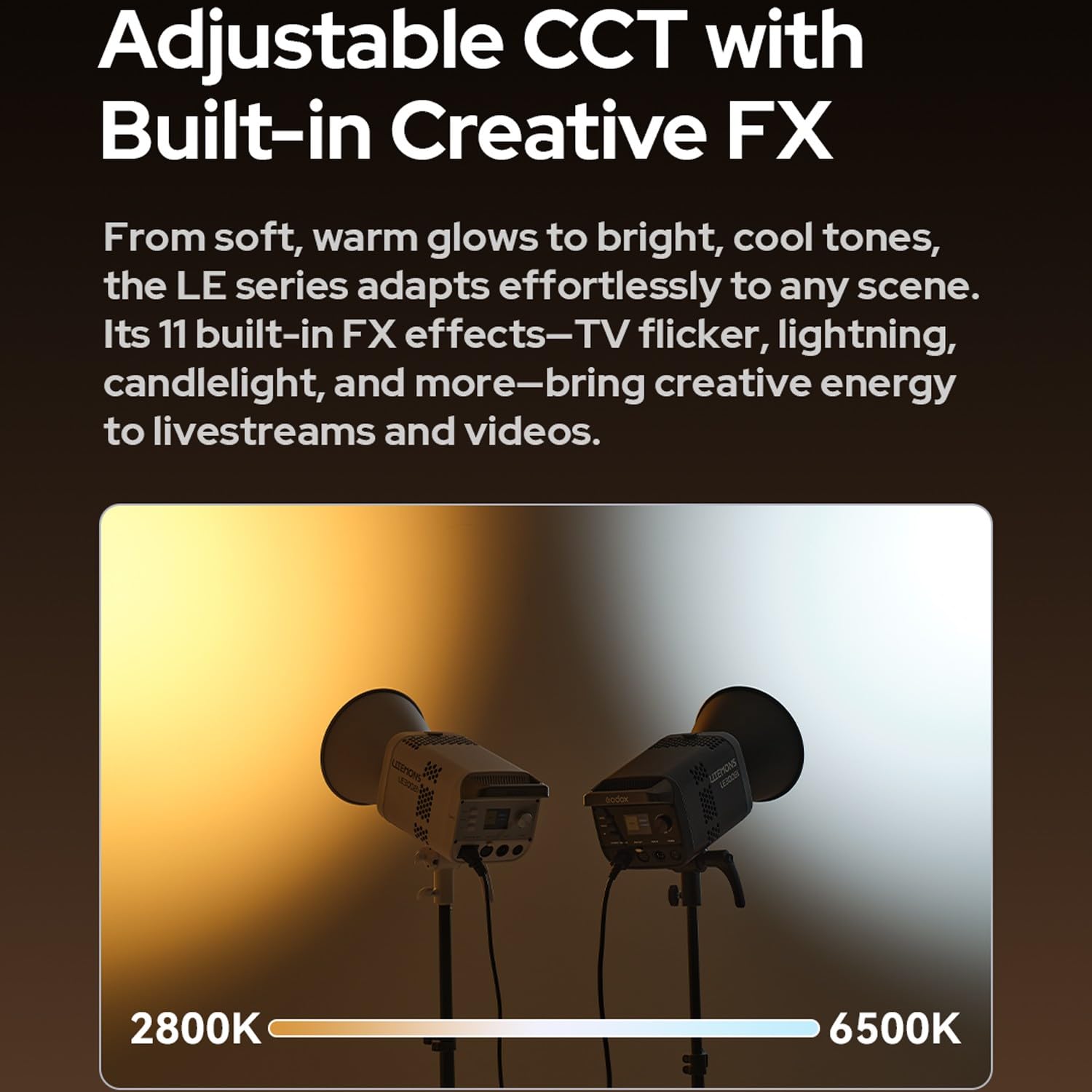 Godox LE300BI 320W Luce LED Bi-colore 2800-6500K - Illuminazione Portatile Per Fotografia E Wedding, Con NFC E Bluetooth