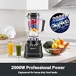 AMZCHEF 8-IN-1 Professional Blenders, 1800 Watts Commercial Blender for Kitchen with Timer, Innovative LED Panel, 8 Functions for Smoothies, Shakes & More, 8 Speeds & Pulse, 68 oz. Pitcher, Black