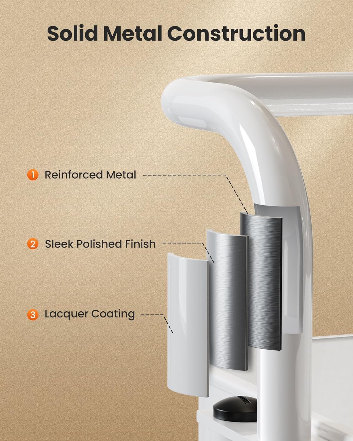 Pipishell 4 Tier Mesh Utility Cart, Rolling Metal Organization Cart with Handle and Lockable Wheels, Multifunctional Storage Shelves for Kitchen Living Room Office White, PIUC12W