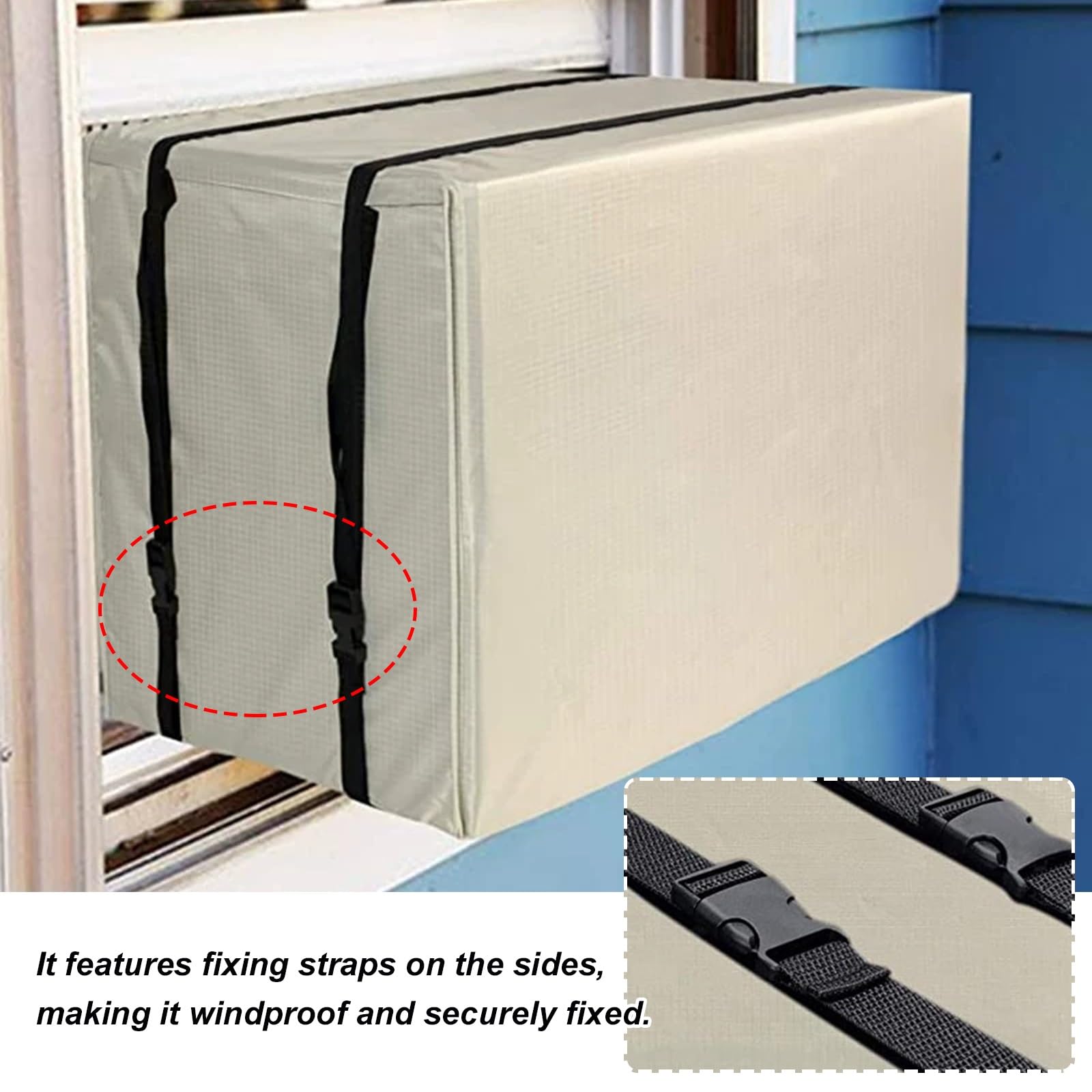 Funda para aire acondicionado exterior, resistente al agua, protección completa, protección contra el calor, resistente al viento
