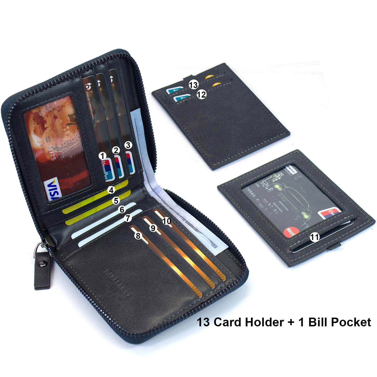 Men's Bifold Leather Wallet With Chain - RFID Blocking, Multiple Pockets, Compact Design