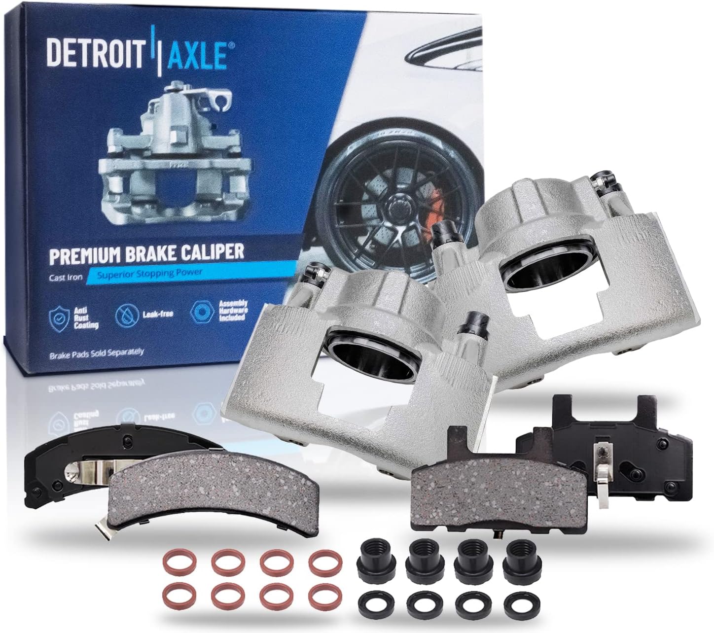 Detroit Axle - Front Brake Kit for Chevrolet GMC C2500 K1500 K2500 Savana Express 2500 Tahoe, Disc Brake Calipers Ceramic Brake Pads Replacement