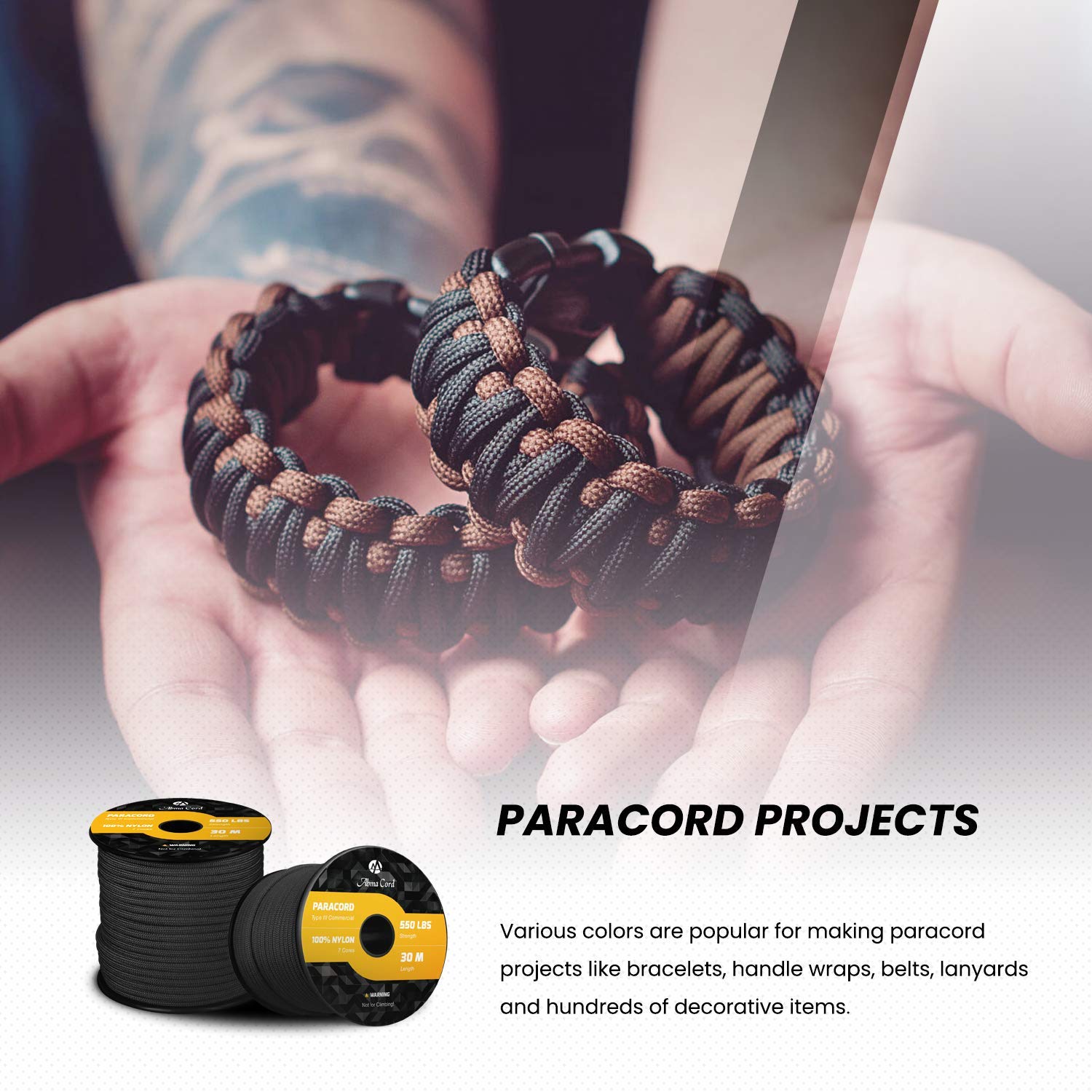 Buy Abma Cord 550 Paracord 7 Inner Strands 100 Nylon Parachute Cord