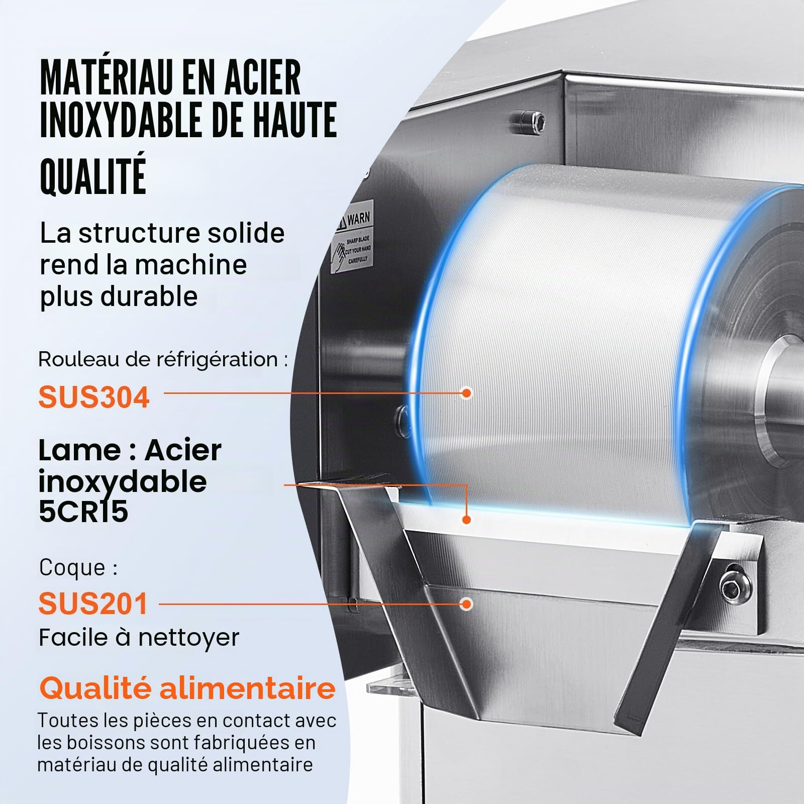 VEVOR Machine à Glace Râpée de Neige Commerciale, Machine à Râper la Glace 240 kg/24H, Machine à Glace Pilée en Inox, Système de Refroidissement par Liquide, Glace Rasée pour Dessert Boulangerie Café