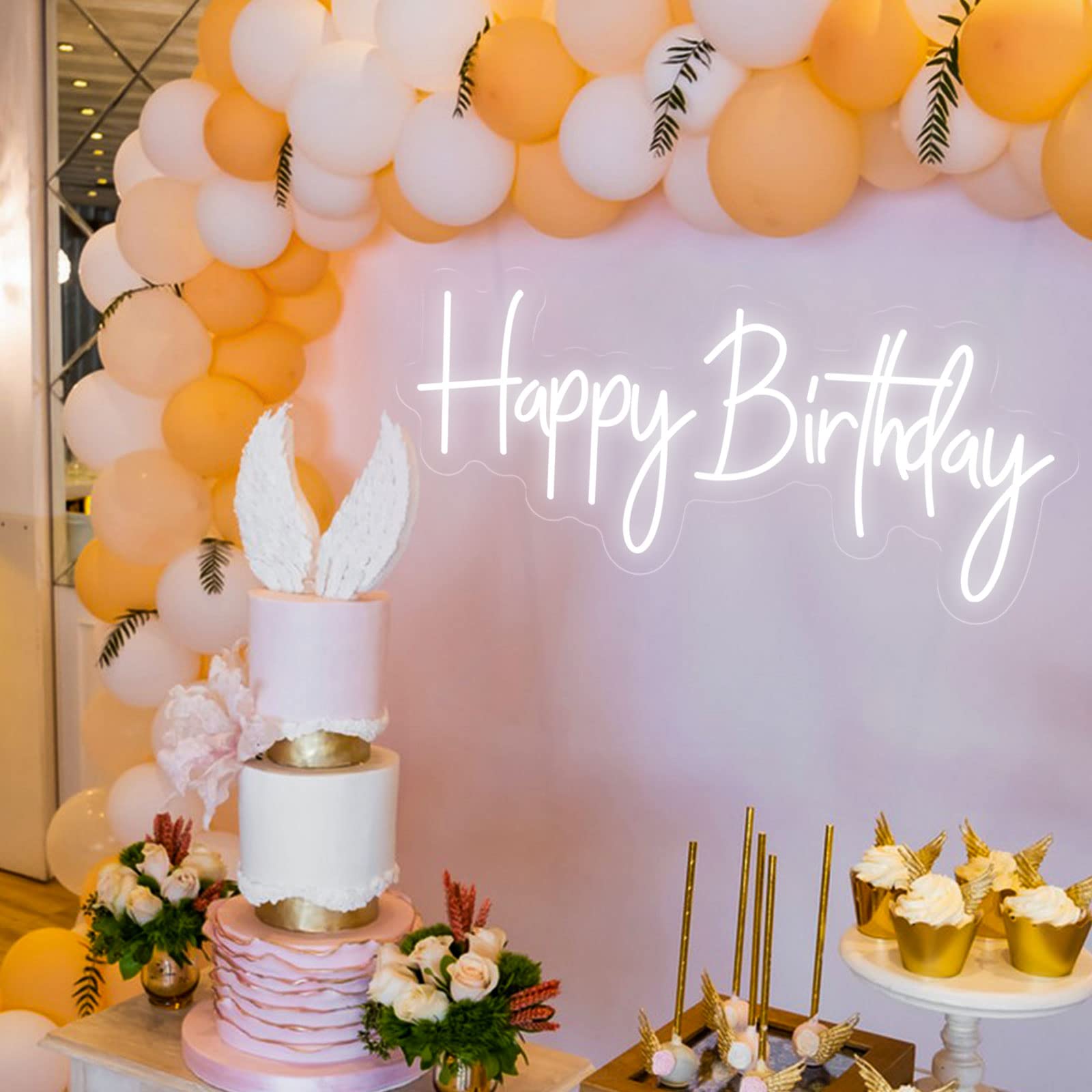 Happy Birthday Neonschild Custom Party Neon Schild Wand Hintergrund Schlafzimmer Dekor LED Schild Junggesellinnenabschied Happy Birthday Neonlicht Schild für Halloween Geburtstag Party Dekorationen