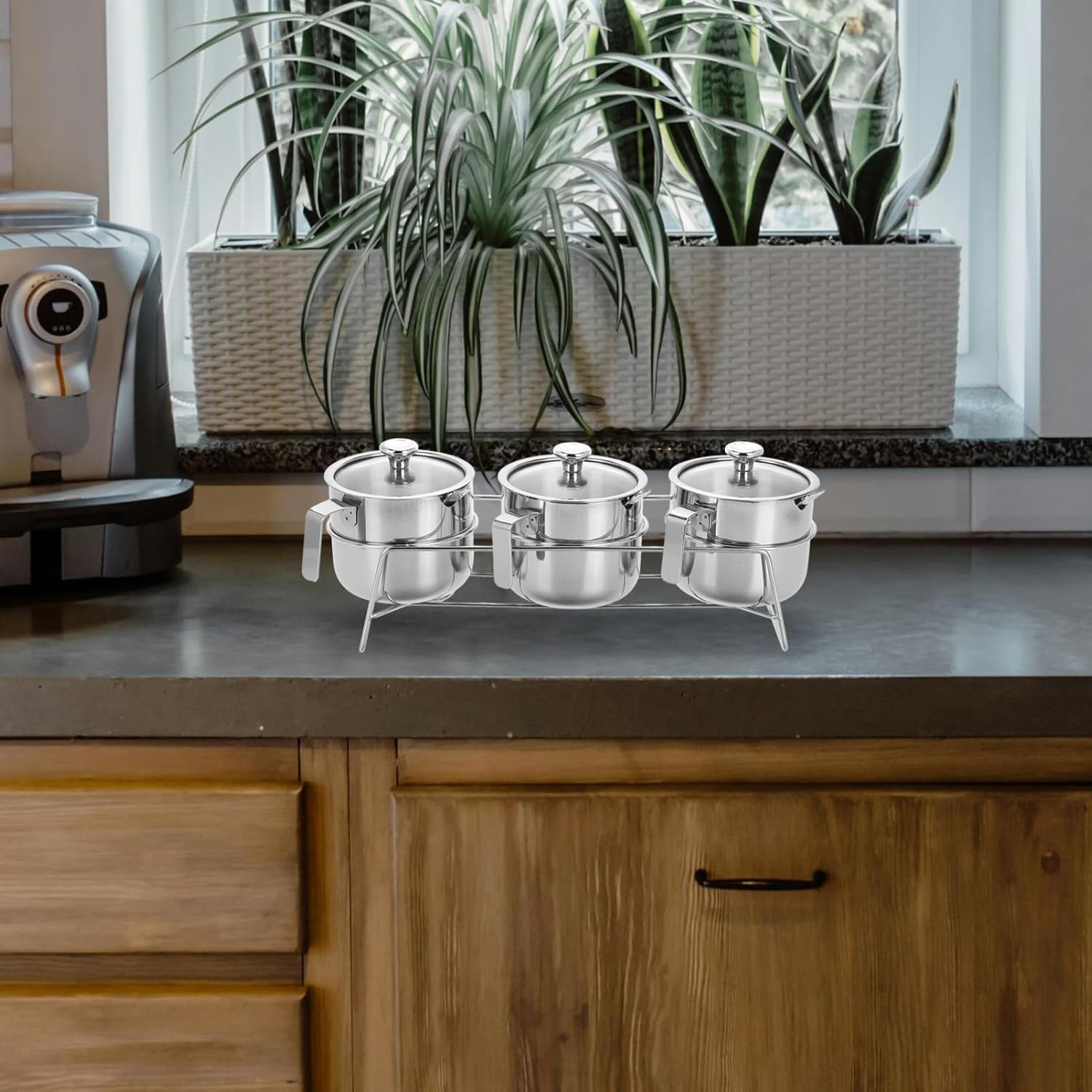 1set Stainless Steel Spice Jar Lids Kitchen Storage Box for and Seasoning Spice Dispenser for Easy Monitoring and Modern Aesthetic Condiment Pot