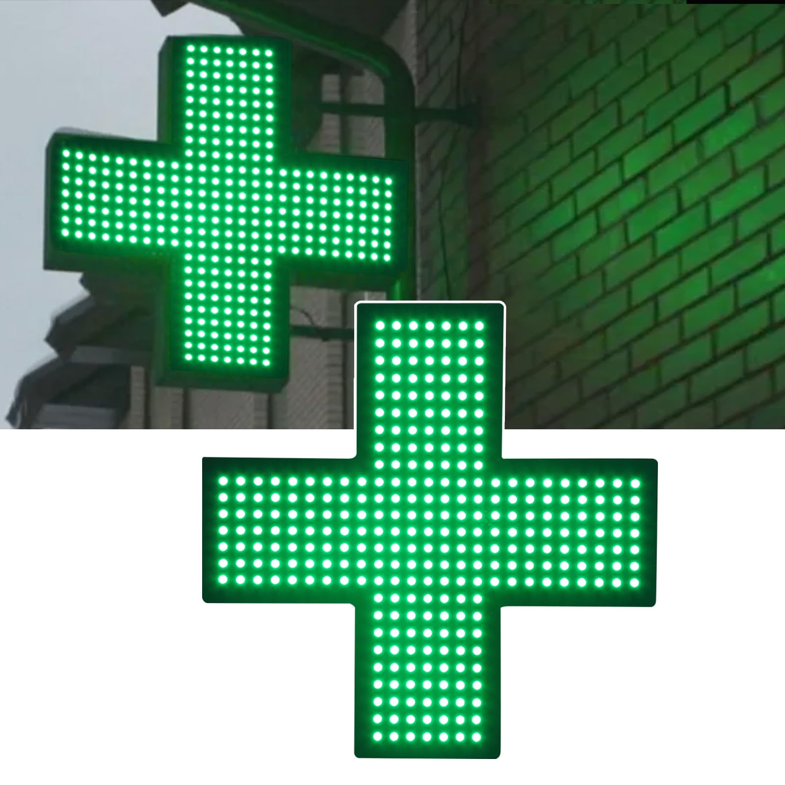 LED Neon Cross Sign, 48 * 48cm Brillante LED Farmacia Cruz para Pared Ventana Decoración, Farmacia Clínica