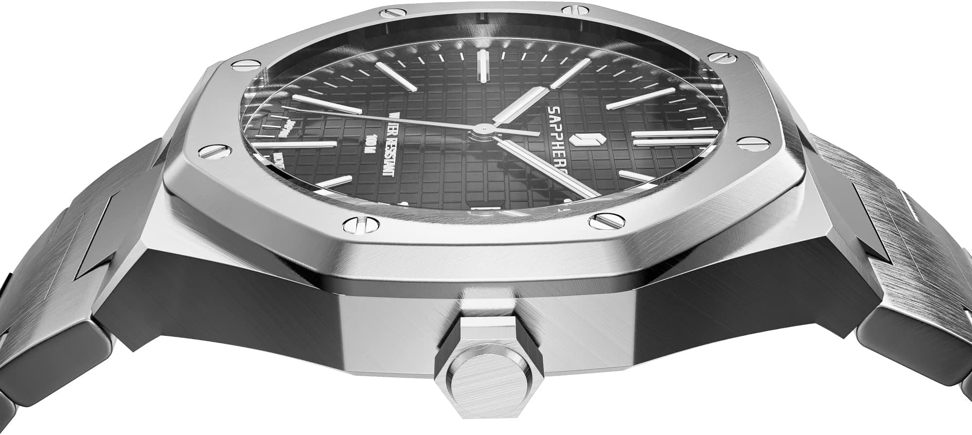 SAPPHERO Reloj Hombre Acero Inoxidable 50M Impermeable Octagonal Analógico Japonés de Cuarzo Clásico Lujo Negocios Casual Moda Relojes para Hombre Elegante Regalo