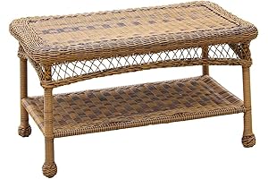 Jeco Carell Furniture Wicker Patio Coffee Table in Honey
