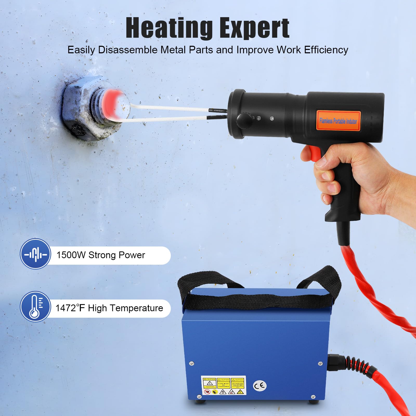 1.5KW Induktionswärmer kfz mit 4 Heizspulen Magnetische Induktionsheizgerät Set Maximale Heiztemperatur 750°C Induktionsheizung kfz