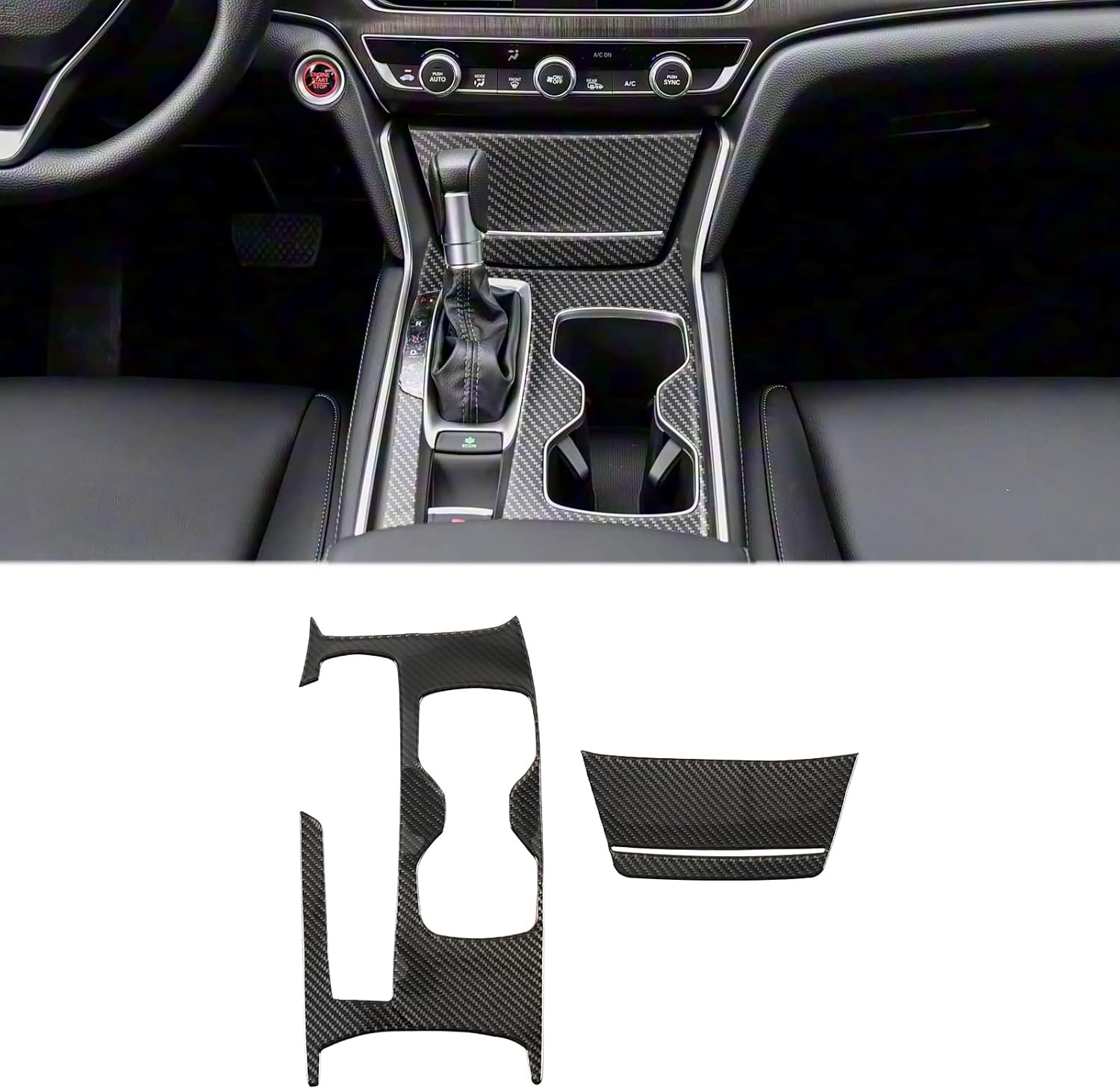4PCS Real Carbon Fiber Center Console Dashboard Panel Trim Compatible with 2018–2022 10th Gen Honda Accord, Interior Decor Sticker Accessories