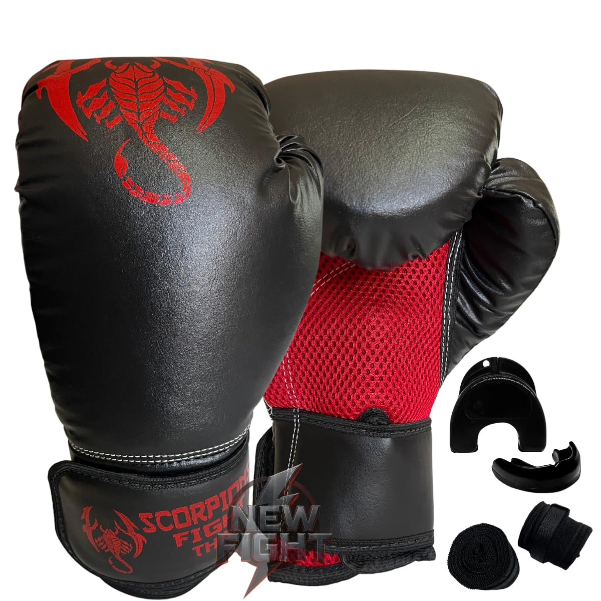 Kit Luva De Boxe + Bandagem + Bucal Muay Thai Kickboxing Treino