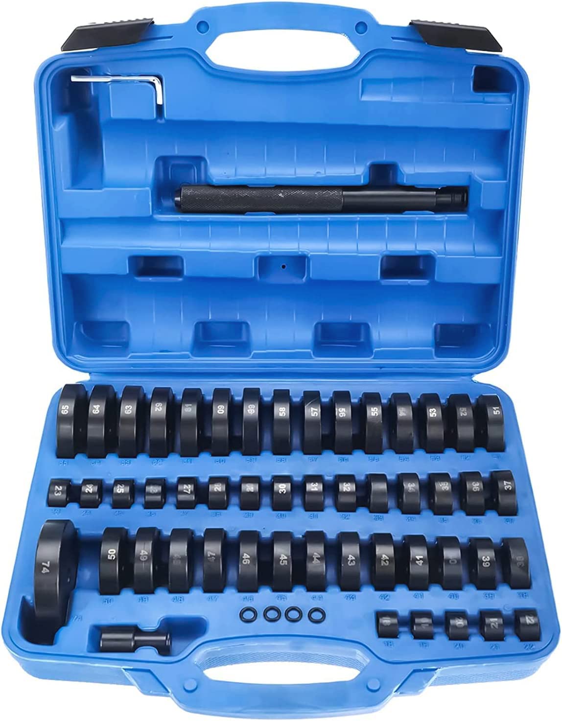 Juego de 52 Herramientas de Presión Discos de Montaje Pieza de Presión y Extractor para Retenes de Sellado, Cojinetes, Semicojinetes, Bujes, Gomas y Rodamientos