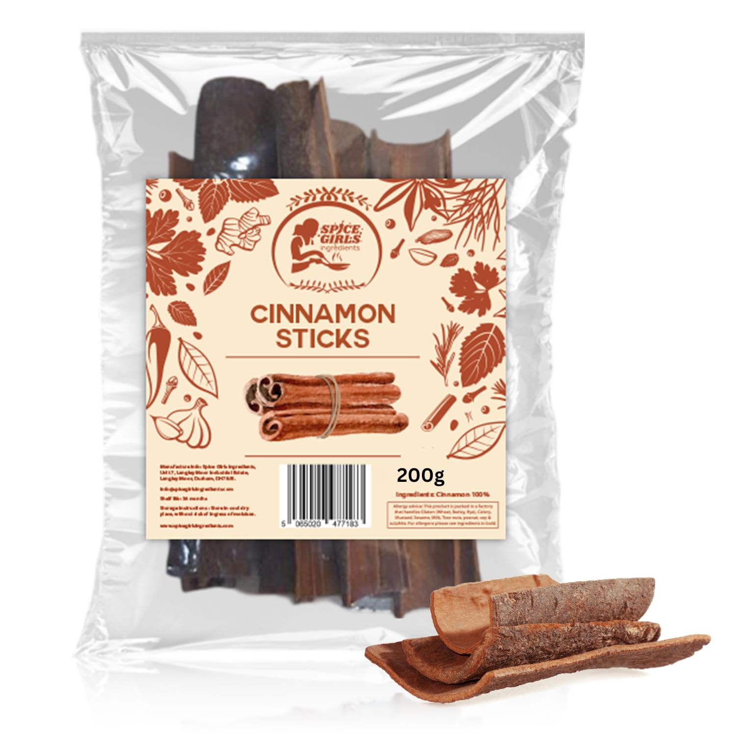 Spice Girls Ingredients Cinnamon Sticks – 100% Natural Ceylon Cinnamon | Bulk & Premium Quality | Perfect for Cooking, Baking, Teas, and Drinks | Danchini Quills for Everyday Use (200g)