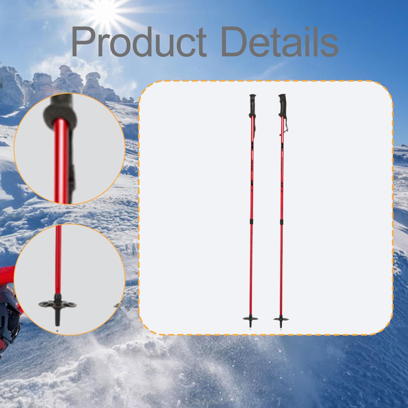 Bâtons de randonnée légers en Alliage d'aluminium - Multifonctionnels pour Ski, Raquette et Trekking avec Poignée Ergonomique