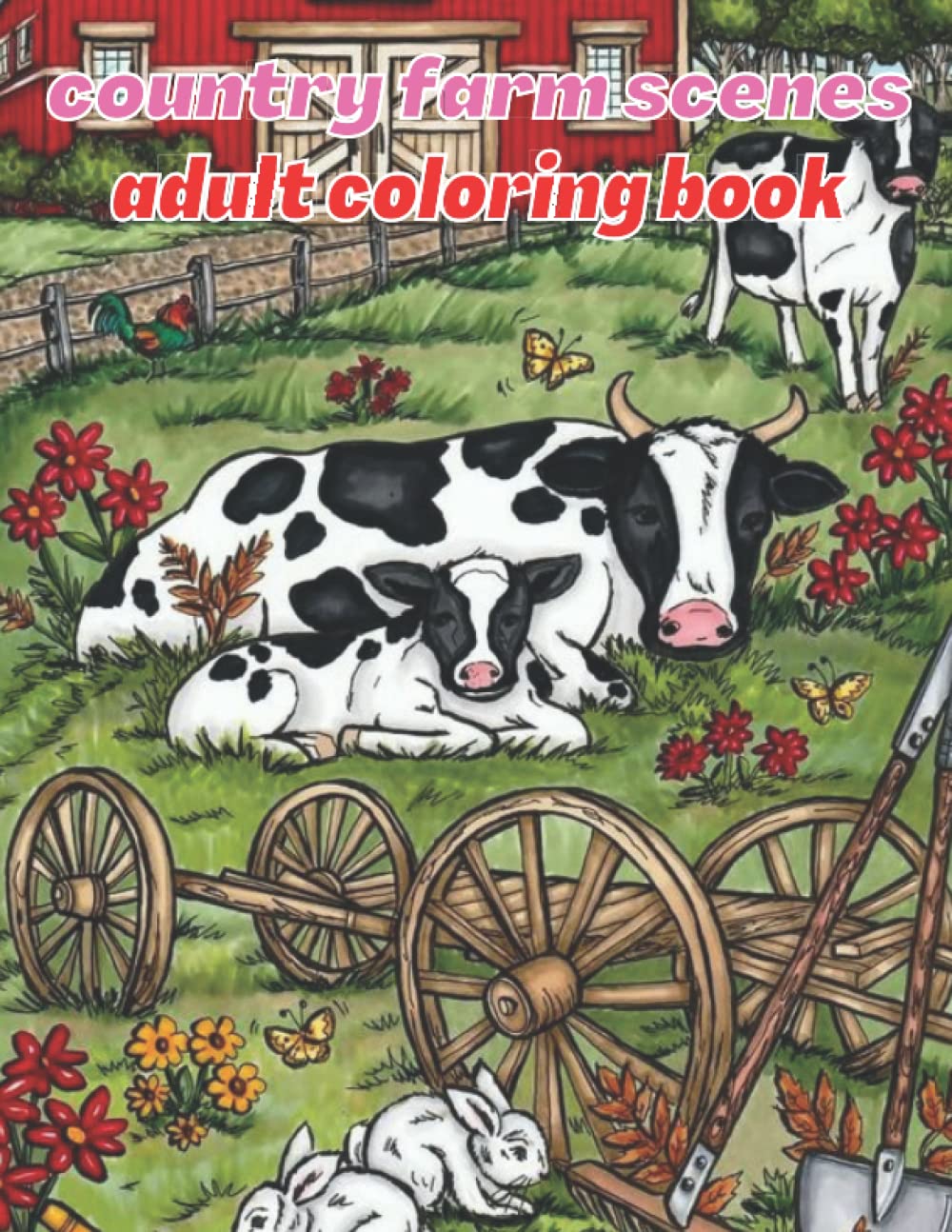 Buy country farm scenes adult coloring book: Simple and Beautiful ...