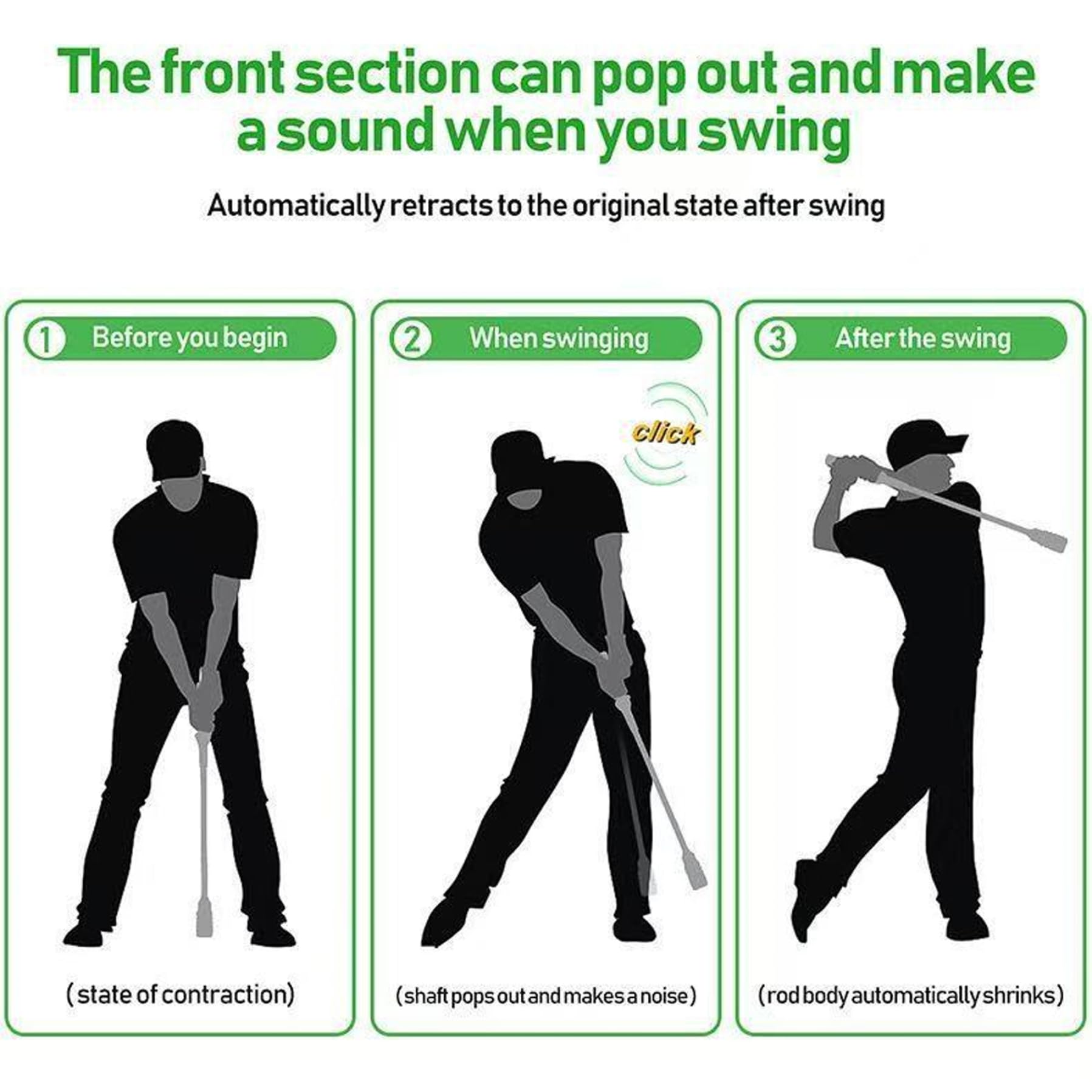 Allenatore di Swing da Golf, ausilio per Allenamento da Golf a velocità Regolabile con Suono a Doppio Impatto per Esercizi Indoor, sessioni all'aperto o Riscaldamento Pre-Round