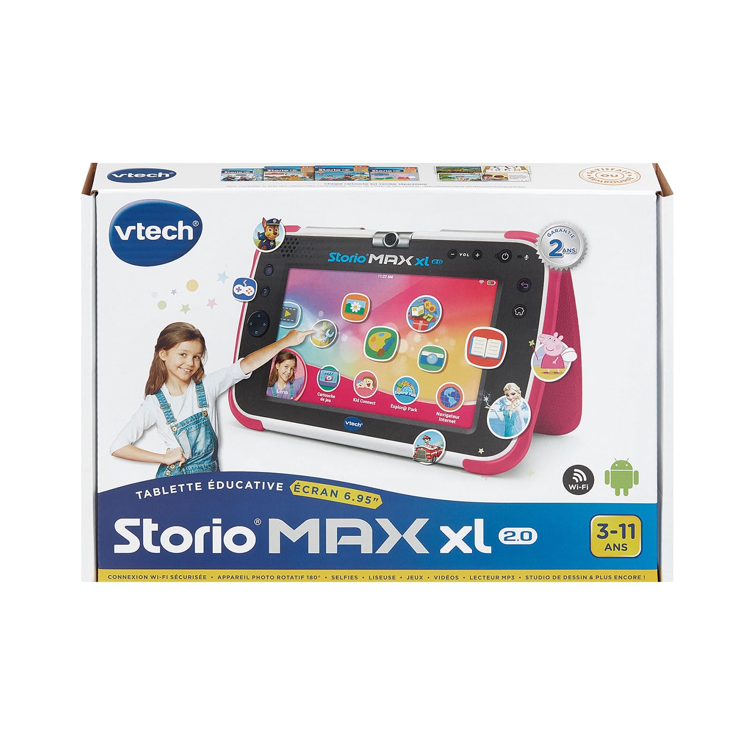 VTech Storio Max XL 2.0 Rose Tablette Enfants Tactile Éducative Grand Écran Couleur WiFi Android Appareil Photo Cadeau 3-11 Ans
