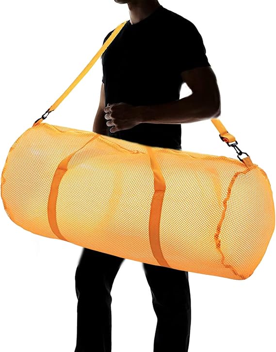 Large Mesh Duffel Bag Scuba Diving Snorkel Bag with Equipment Water Sports Beach Diving Snorkeling Gear Bag Basketball Net Carry Bag Snorkeling Bag Mesh Diving Bag Net Carry Bag