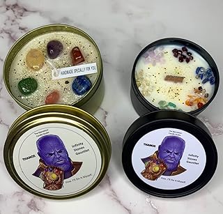 Infinity Stones Crystal Candle | Vegan | Soy Wax | Avengers | Thanos | Marvel Candle | Marvel Gift Ideas For Her Him & They (6oz Candle)