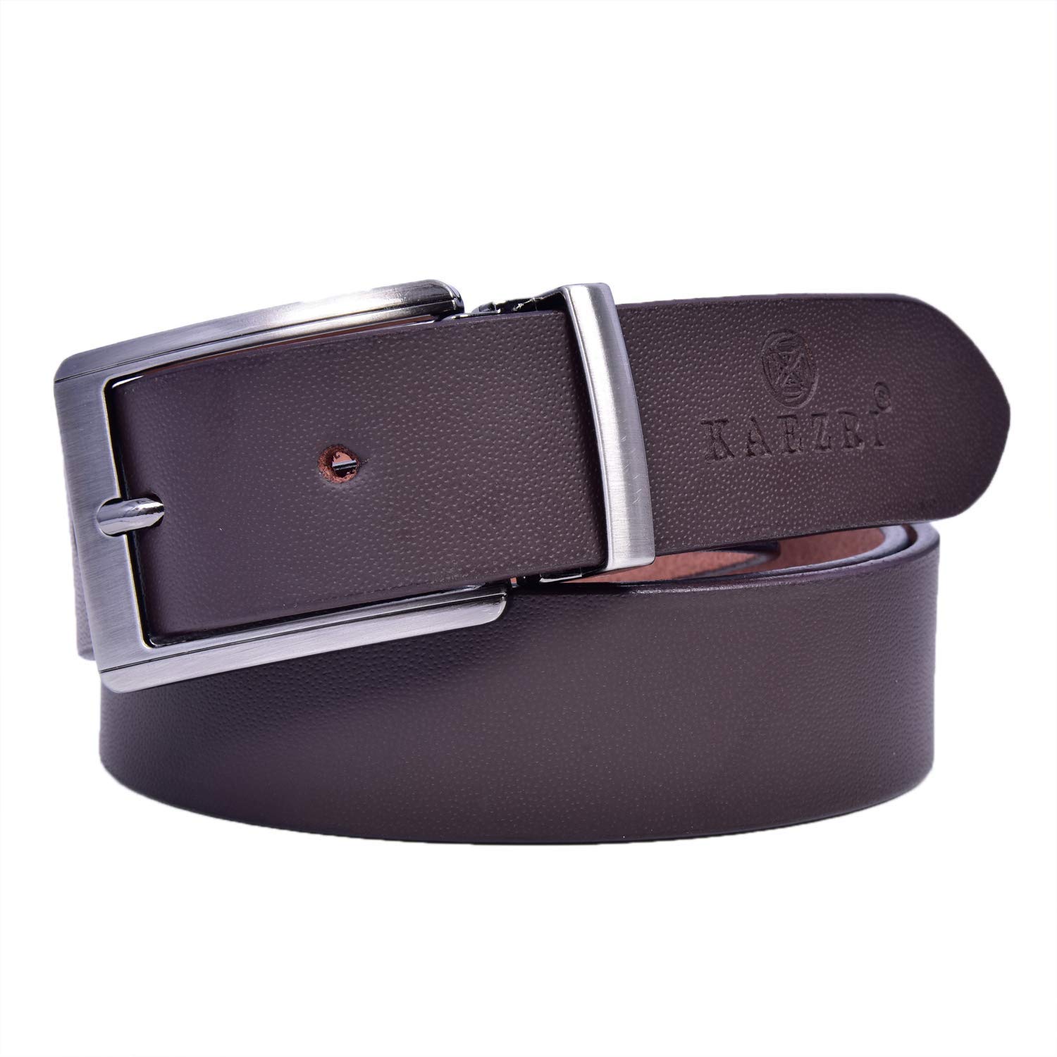 KAEZRI Mens/Gents/Boys Genuine Original Leather Belt | Formal/Casual | Brown/Black/Tan Colour | 28 to 44 Sizes | 2 Year Warranty