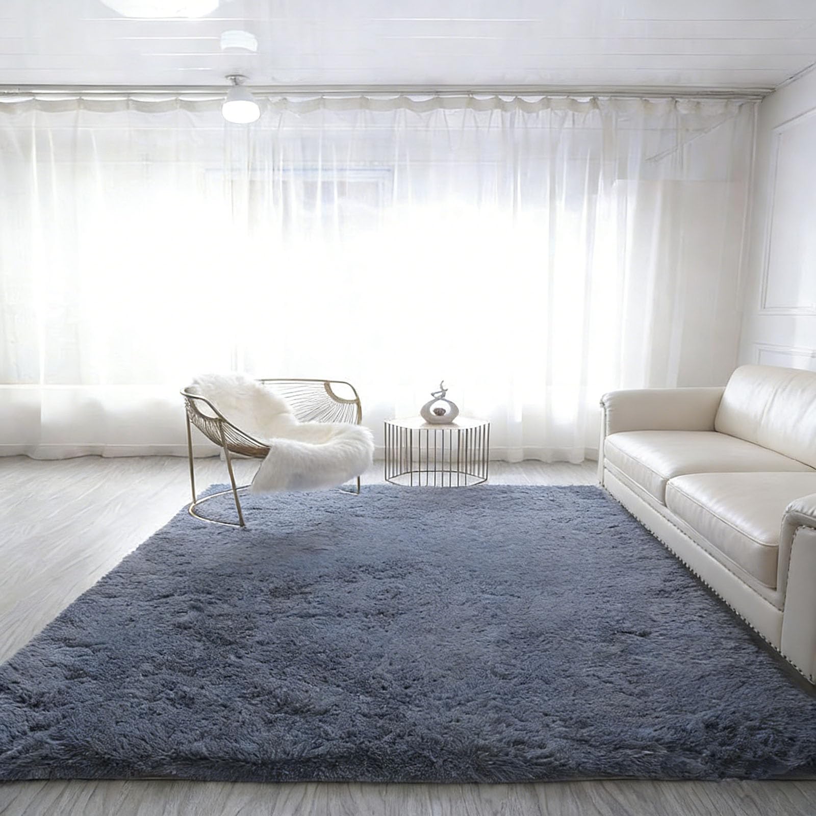 Tapis moderne 190x340 cm gris foncé lavable pour chambre et salon