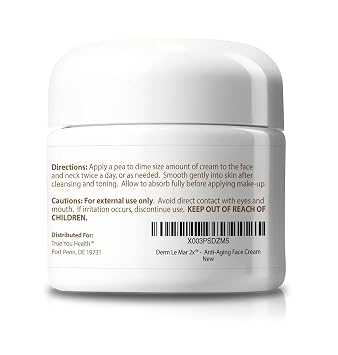 Derm Le Mar 2x Anti-Aging Face Cream - 2 Month Supply - Improved Formula w/Vitamin C, A & E - Aid Healthy Collagen Levels - Help Protect Skin Stem Cells, Reduce Wrinkles Appearance, Fade Age Spots
