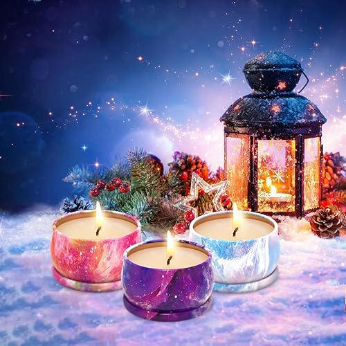 Miniatura 9 de Juego de 3 velas perfumadas para Navidad, Acción de Gracias, cera de soja natural, velas portátiles de lata de viaje, regalo de aromaterapia para