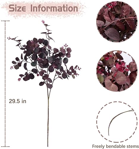 Miniatura 3 de 3 piezas de plantas artificiales de seda, hojas de eucalipto de 29 pulgadas, ramas de eucalipto, decoración de arreglos florales, plantas