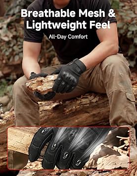 KEMIMOTO Motorcycle Gloves for Men, Full Finger Touchscreen Motorbike Gloves for Cycling Outdoor