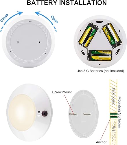Miniatura 6 de HONWELL Lámpara de techo alimentada por batería con control remoto, accesorios de techo LED para interiores, luz de ducha inalámbrica, 300 lúmenes,