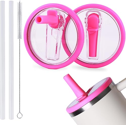 Miniatura 13 de Paquete de 2 tapas con popote abatible a prueba de derrames de 30 oz para Stanley Quencher H2.0, reemplazo de tapa de vaso a prueba de derrames