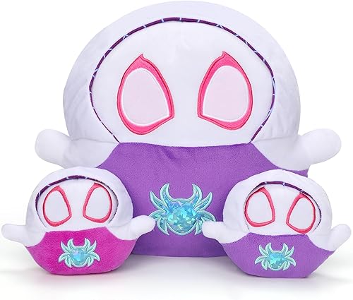 Almohada de peluche con temática de película, 15 pulgadas, mamá araña fantasma con 2 bebés, 3 piezas de peluche de animales de peluche de película