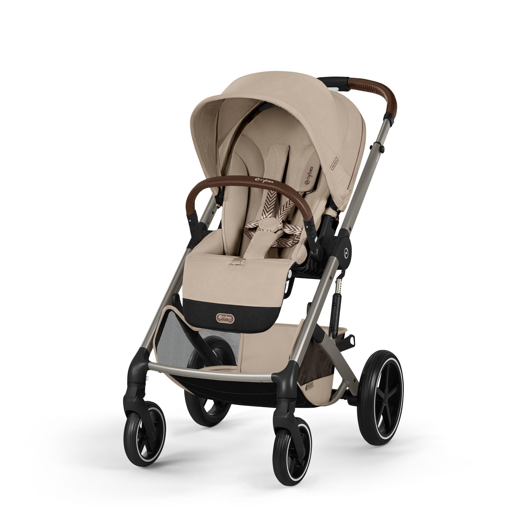 CYBEX Gold Wózek dziecięcy BALIOS S LUX i Fold Cot, Almond Beige | Od urodzenia do 4 lat, Maks. 22 kg, System podróżny, Kompaktowe składanie, System pasów obsługiwany jedną ręką, Koła terenowe