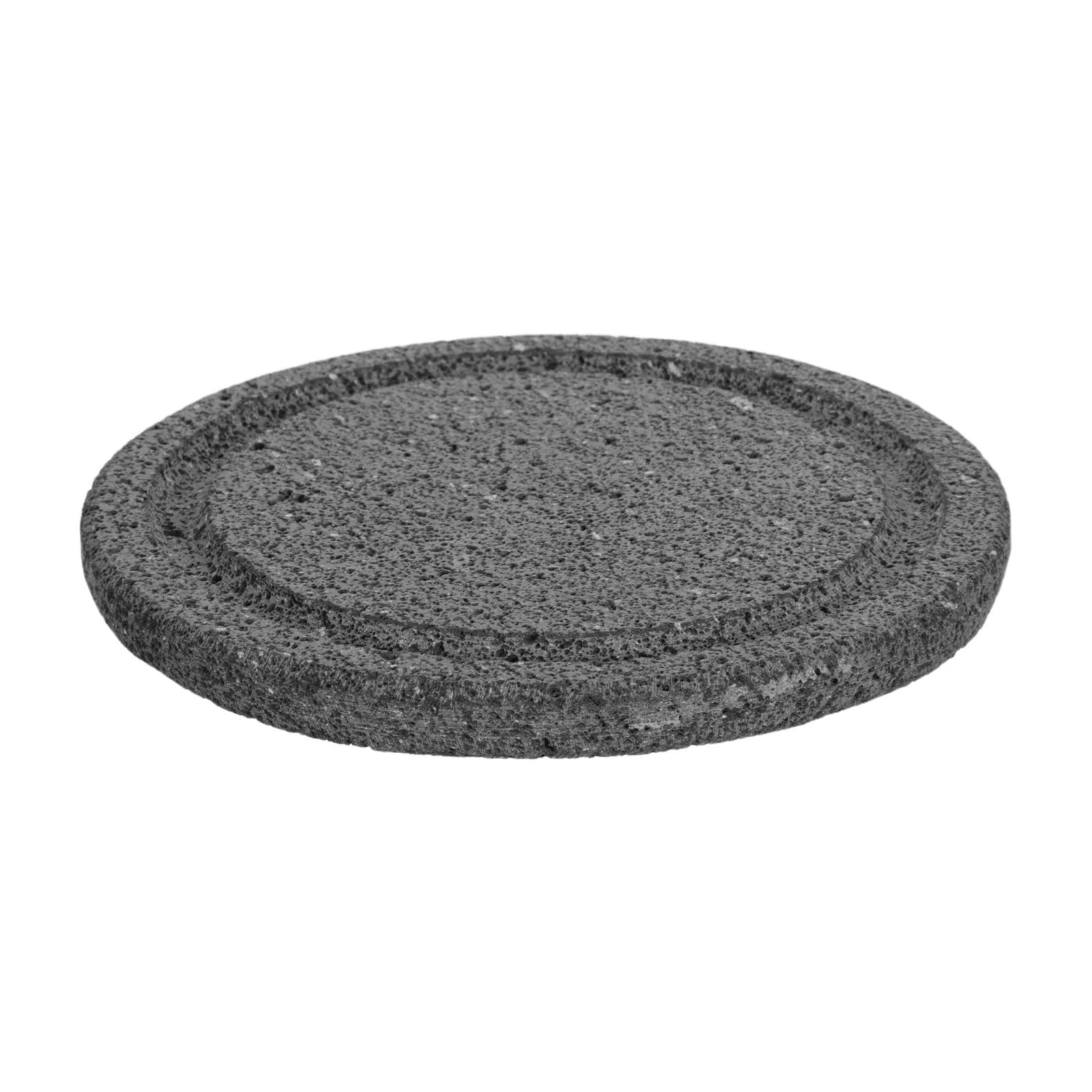 OUNONA Piedra Volcánica Placa de Cocina y Base Redonda con Ranura