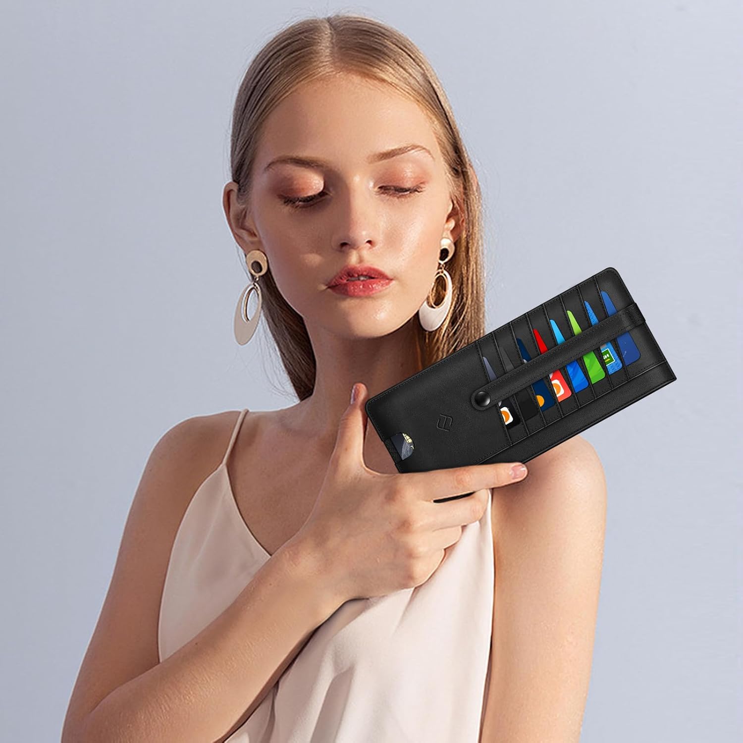 FINTIE Slim Credit Card Wallet Holder Change Pouch, RFID Blocking Business Cards Cases with Zipper Pocket for Cash, Coin, Receipt, Mattle Black - Image 7