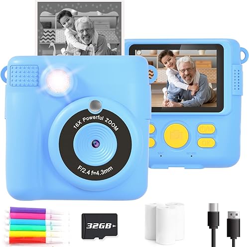 Anchioo Juguetes de cámara de impresión instantánea para niños pequeños de 3 a 8 años, regalos de cumpleaños para niños y niñas con grabación de