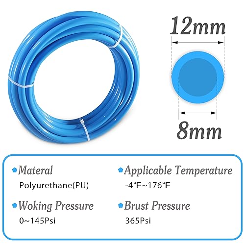 Miniatura 19 de Pneumatic Tubing 1/2"OD PU Air Tubing Pipe Hose Blue Air Compressor PU Line Hose Tube For Air Tubing Or Fluid Transfer 10 Meter 32.8 Feet