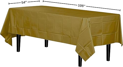 Miniatura 3 de Mantel de plástico dorado de alta calidad, 54 x 108 pulgadas (paquete de 1), pesado y duradero, ideal para fiestas, eventos y hogar
