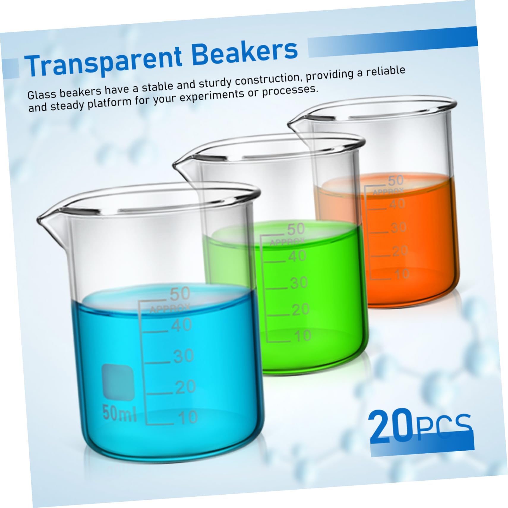 PRETYZOOM 20stücke Messbecher Glas Mit Ausgießer Graduierter Für Laborbedarf Experimentierbecher Präzisionsmessbecher Bechergläser Für Küche Und Schule