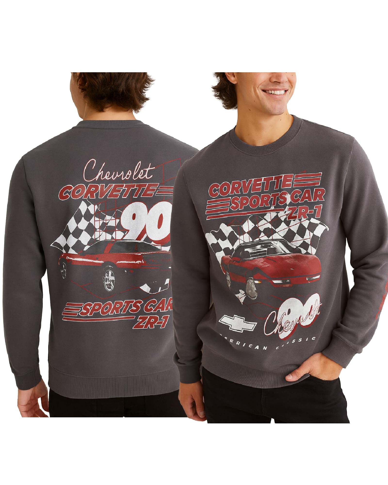 General Motors Men's Sweatshirt - Chevy Corvette Camaro Fleece Crewneck Pullover Graphic Sweatshirt for Men (S-XL)