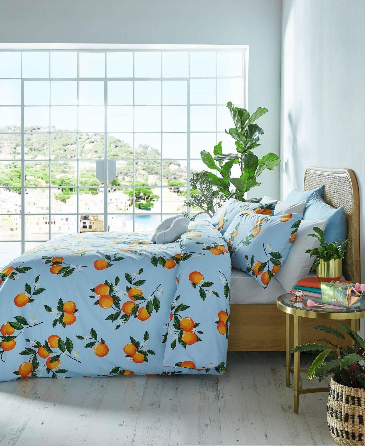 Skinny Dip Orange Blossom Summer Cotton Blend Double Duvet Cover, Multi
