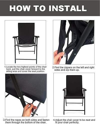 Miniatura 8 de Deisy Dee Fundas para sillas de comedor de patio, fundas de acero para sillas plegables para exteriores, fundas de metal para sillas de jardín (1,