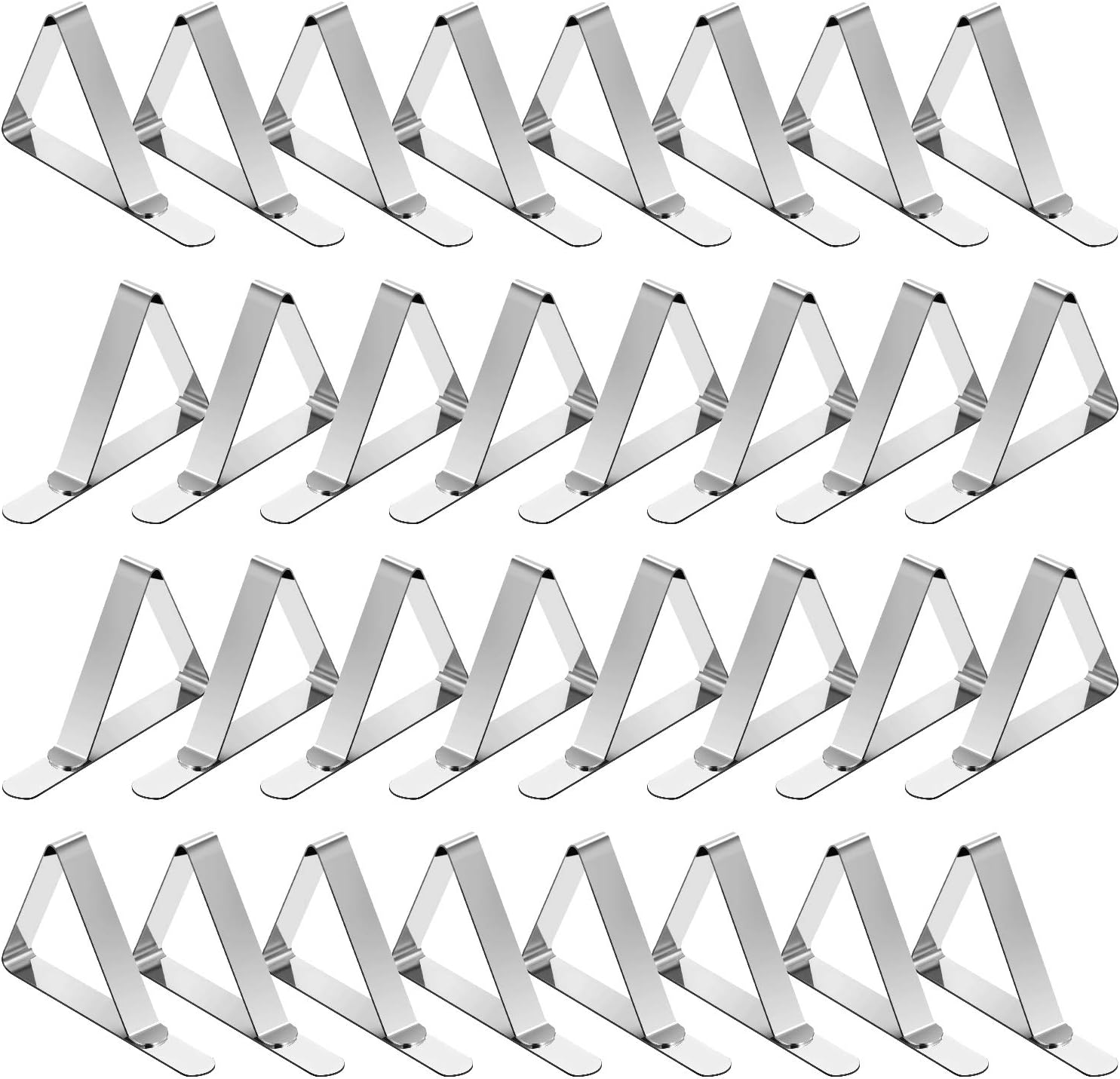 TriPole Tablecloth Clips 32 Pack Picnic Table Clips, Stainless Steel Table Cloth Holder Clips for Outdoor Tables, Metal Tables Cover Skirt Clamps for Camping Dining Wedding Graduation Party Essential