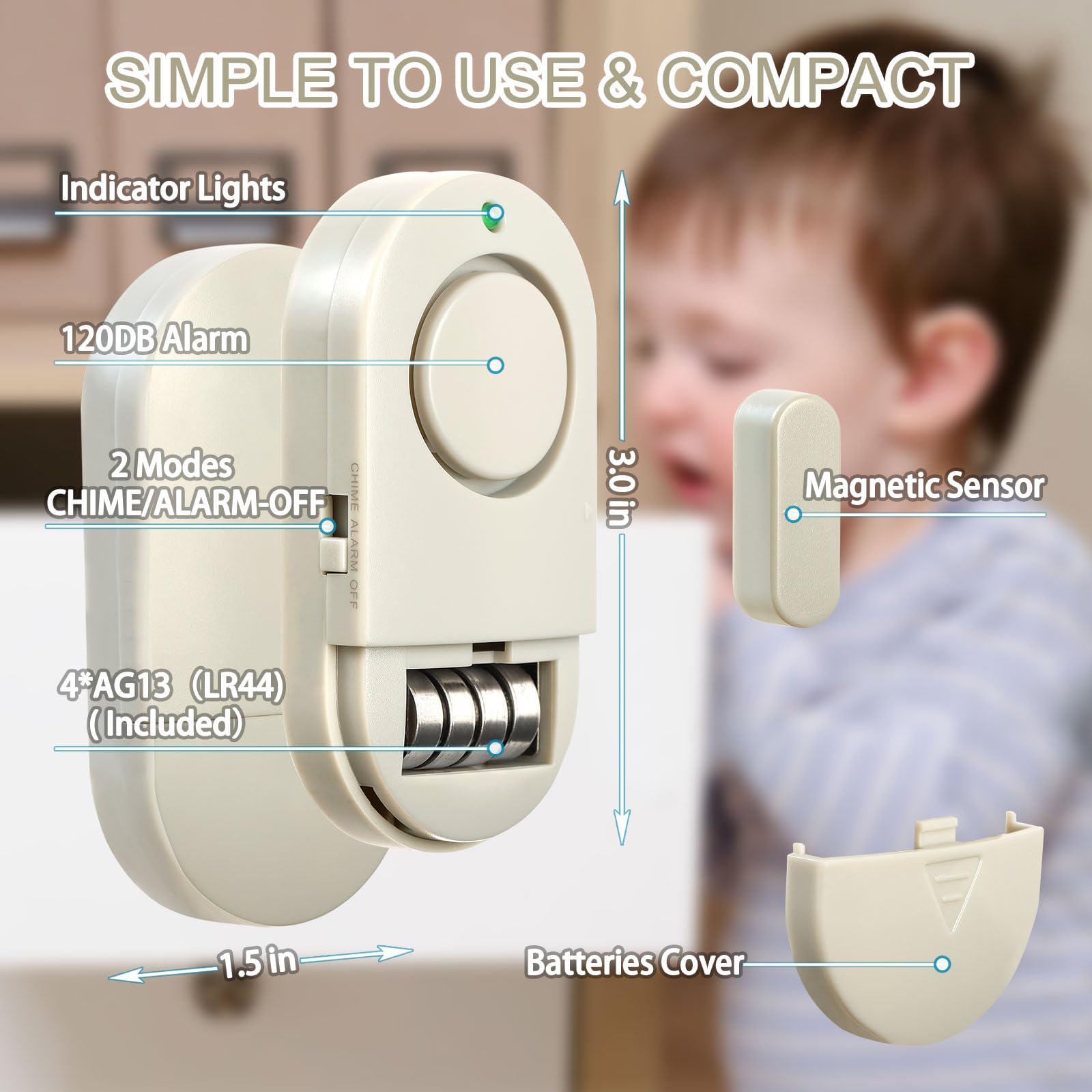 Lot de 10 alarmes de porte et de fenêtre, alarme de porte pour la sécurité de la maison, alarme puissante de porte de piscine de 120 dB pour la sécurité des enfants