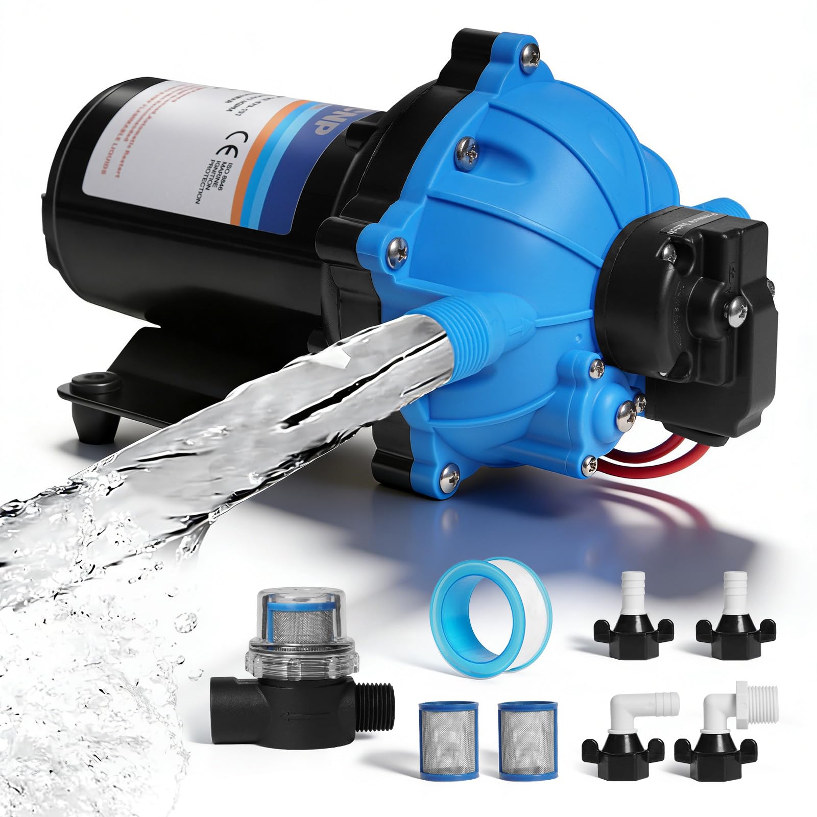 Photo 1 of [Upgraded Version] FCNP RV Fresh Water Pump 7GPM 70PSI, 12V DC Water Pump, Five Chamber Self-Priming Diaphragm Pump with Automatic Pressure Switch and Strainer for RV, Yacht, Caravan, Camper