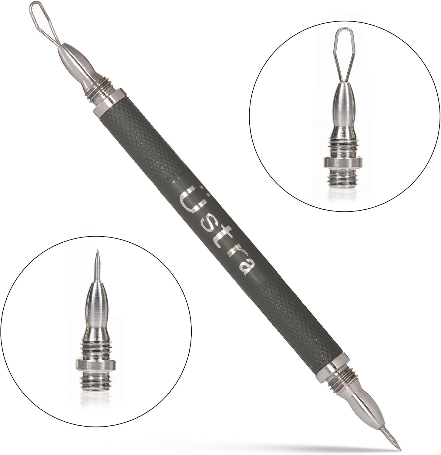 Professional Travel 2-in-1 Blackhead Remover and Comedone Extractor Tool with Pimple Lancet for Blemish and Acne Control, Surgical Steel, Safe on Nose, Face, Chin and Body